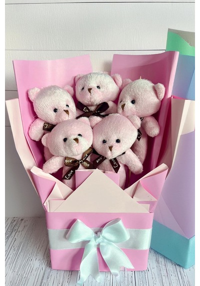 Sole Sevgiliye Özel Pembe Konsept Romantik Peluş Ayıcık Buketi