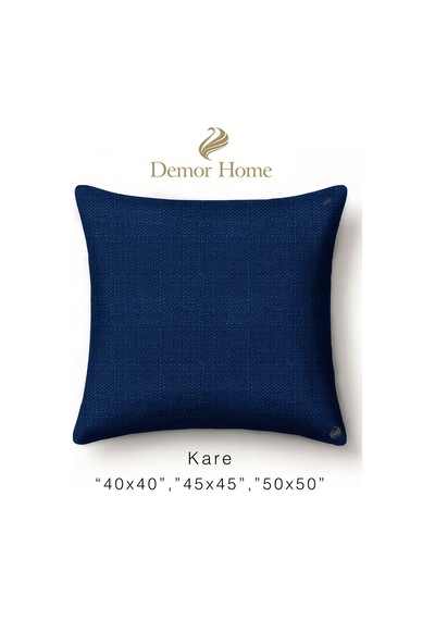 Br Demor Home Keten Dokulu Parlament Mavisi Kırlent Yastık Kılıfı