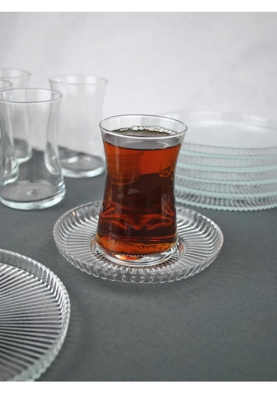 Tr 6 Kişilik Cam Çay Seti Heybeli Çay Bardağı Ve Çay Tabağı Takımı- Vargas Genel