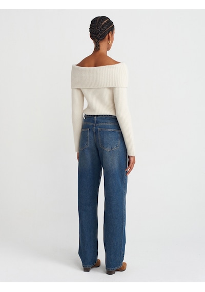 Dilvin 71761 Kemeri Apoletli Balon Denim Pantolon Tint