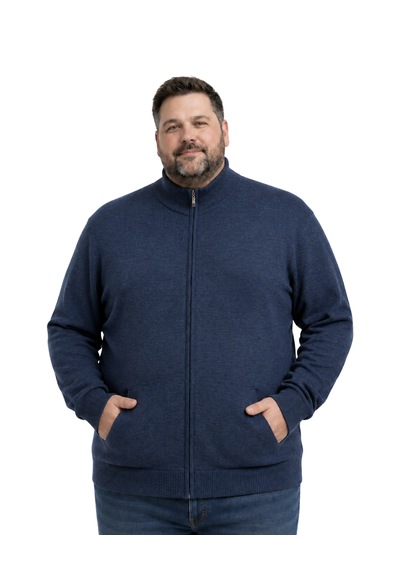Battalmoda Erkek Büyük Beden Melanj Lacivert Basic Cepli Triko Hırka 3xl-4xl-5xl-6xl