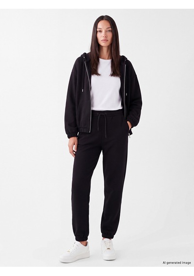 Lcw Everyday Siyah Kadın Kalın Jogger Eşofman Altı