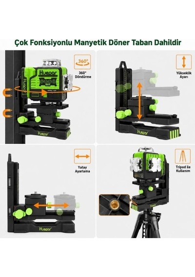 Huepar P04cg 4d Yeşil Lazer Seviyesi 4x360 Bluetooth Kontrollü Profesyonel Cihaz