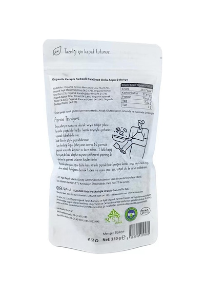 Organik Karışık Sebzeli Bakliyat Unlu Arpa Şehriye 250gr