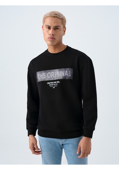 Relax Fit Erkek Sweatshirt Siyah