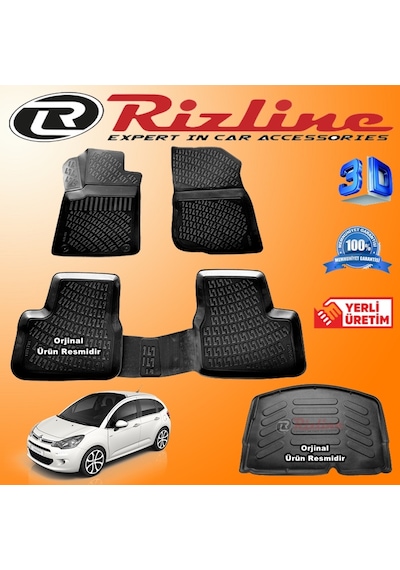 Citröen C3 Hb 3D Paspas + Bagaj Havuzu 2009-2016 Arası Rizline N11.15675