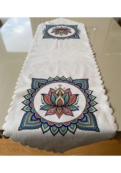 Etnik Desenli 35x135 CM Lazer Kesim Runner N11.1319