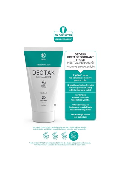 Deotak Fresh Mentol Ferahlığı Krem Deodorant 2 x 35 ML