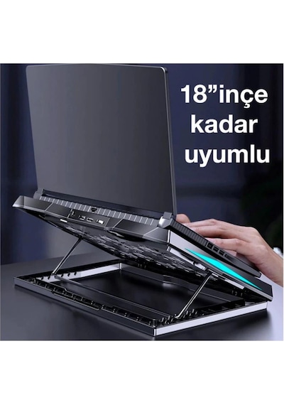 Coofbe Yükseklik Ayarlı Led Işıklı Turbo 6 Fanlı Notebook Laptop Soğutucu Notebook Laptop Standı