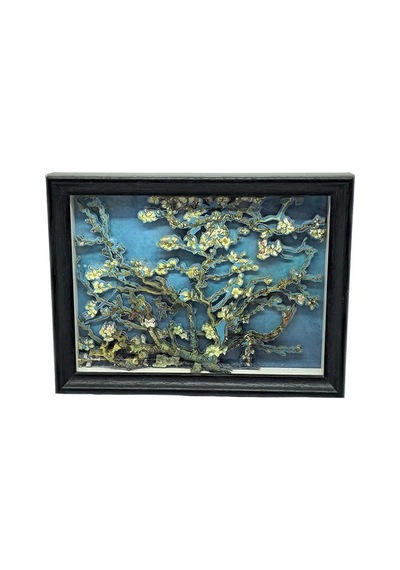 3d Katmanlı Badem Çiçekleri Sanat Tablosu Van Gogh Temalı Çerçeveli Hediyelik Dekoratif Masa Ve Duvar Panosu