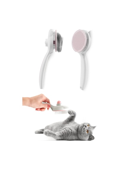 Ata Home Kedi Köpek Otomatik Temizlenen Tuşlu Tüy Toplayıcı Tarak Basmalı Kedi Köpek Fırçası Evcil Pet Hayvan