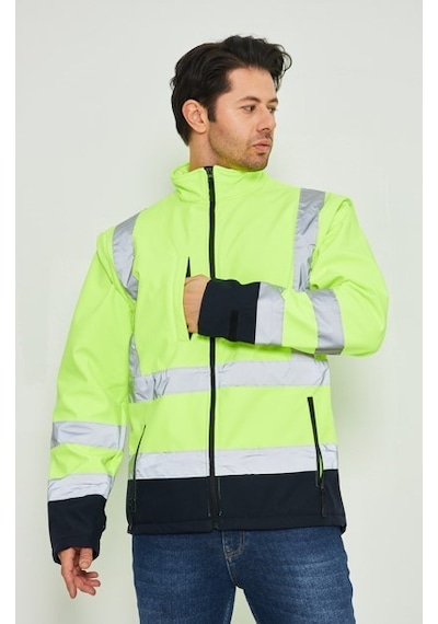 Orange Safety Sarı Softshell Mont Kolları Çıkmalı Reflektörlü