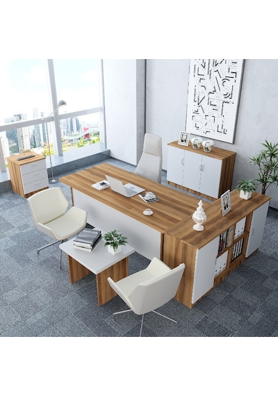 Oliver 5'li Ofis Takımı  Model 4 Çam Beyaz