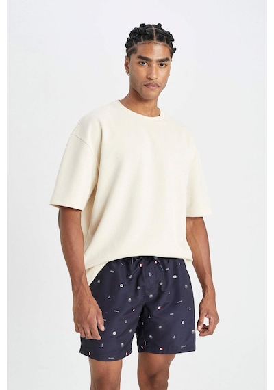 DeFacto Regular Fit Desenli File Astarlı Kısa Boy Deniz Şortu M8328AZ24HSNV100