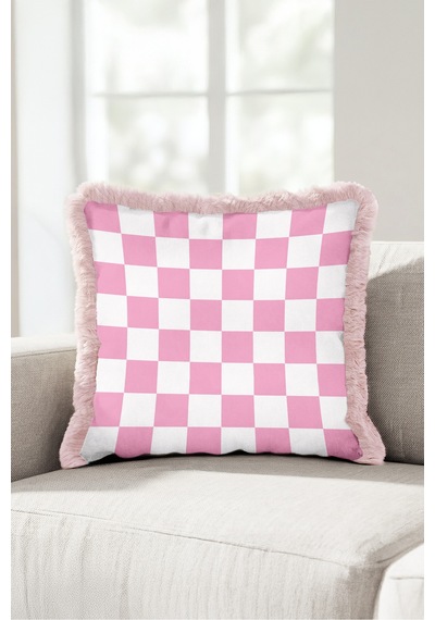 Damalı Retro Şık Saçaklı Yastık Kılıfı - Geometrik Pop Art Pembe Beyaz Pembe Püsküllü Kırlent Kılıfı Puslu Kanyon Aura Damalı Retro Şık Saçaklı Yastık Kılıfı - Geometrik Pop Art Pembe Beyaz Pembe Püsküllü Kırlent Kılıfı Puslu Kanyon Aura