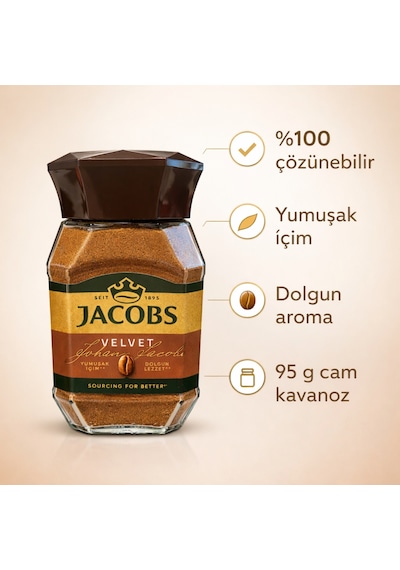 Jacobs Velvet %100 Çözünebilir Kahve 95 G Yumuşak İçim, Dolgun Lezzet Çözünebilir