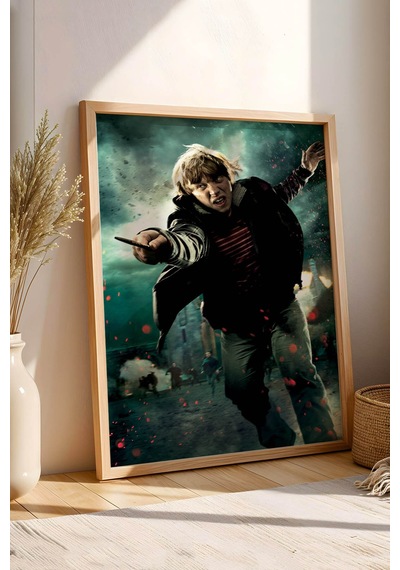 Ron Weasley Özel Tasarım Çerçeveli Tablo - Lüks Harry Potter Aksiyon Posteri Modern Duvar Dekoru Kayın