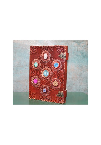 1 Adet Taşlı Deri Defter Taş Süslemeli 26 X 18 Cm Not Defteri Ajanda Leather Notebook Journal Altın