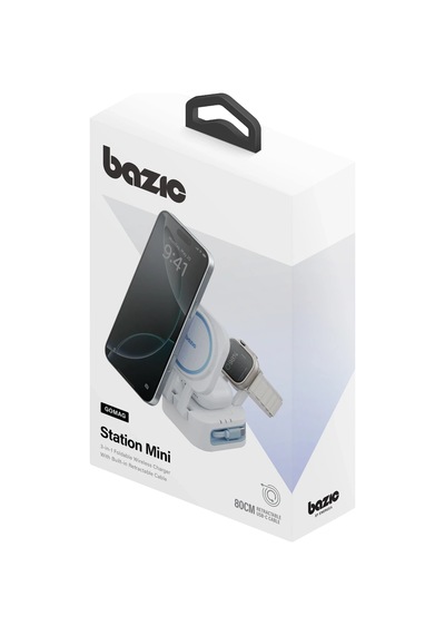X Bazic Gomag Station Mini 3in1 Katlanabilir - 15w Telefon Saat Masaüstü Hızlı Şarj Standı - Beyaz