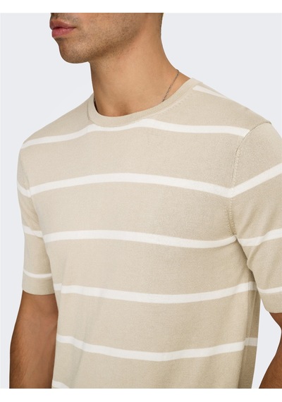 Only & Sons Onswyler Lıfe Reg 14 Ss Strıped Knıt Erkek Gri Kazak - Os22032764 Gri