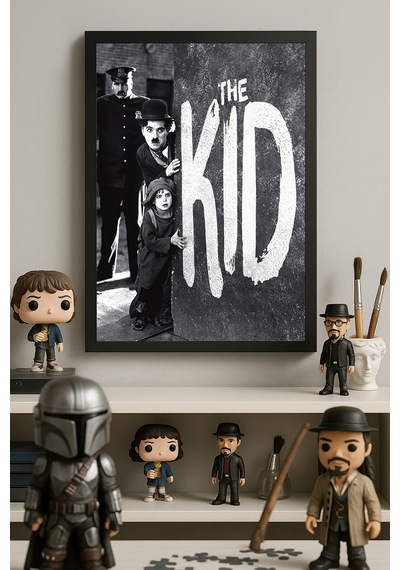 Charlie Chaplin The Kid Siyah Ahşap Çerçeveli Poster, Dekoratif Film Duvar Tablosu