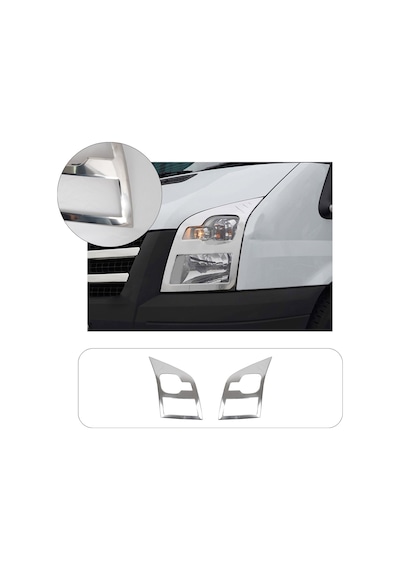 Ford Transit Uyumlu 2003-2013 Krom Far Çerçevesi 2 Parça Paslanmaz  Çelik