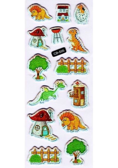 Sticker Kabartmalı Sticker Defter Planlayıcı Etiket Cb595 16x7 Cm- Ejderha Dinozor Çok Renkli