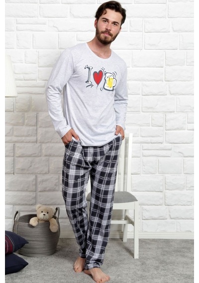 Gazzaz Erkek Uzun Kol Cepli O Yaka Pijama Takım 3466B