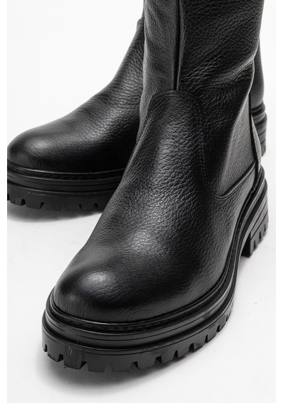 Ataköy Ayakkabı Kadın Hakiki Deri Kalın Taban Mid-calf Bot - Pyz888-sıyah Floter