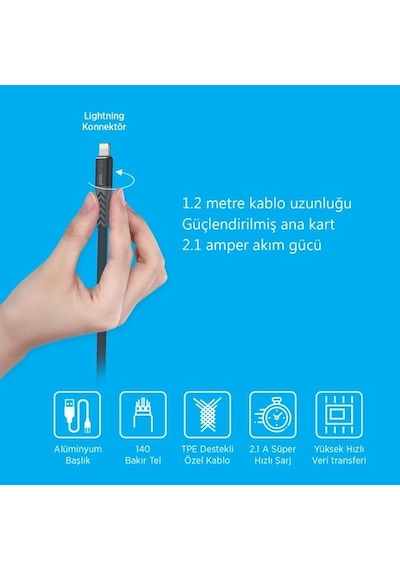 Polosmart Psm22 Lightning Süper Hızlı Şarj Ve Data Kablosu