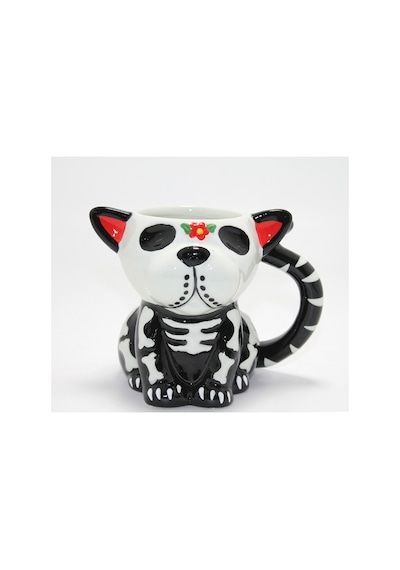 2 Adet Day Of The Dead Porselen Kupa 3d Kabartmalı Köpek Figürlü Mug, Çay Kahve İçin Tasarım 1