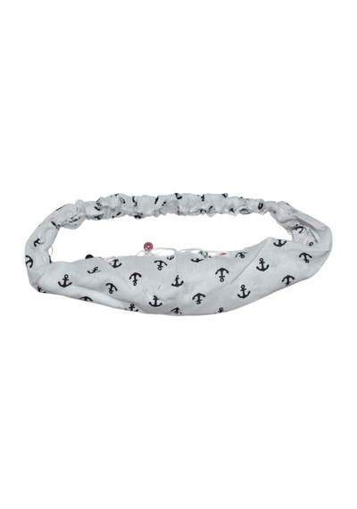 Lastikli Paraşüt Bandana Boncuklu Çapa Desenli Beyaz