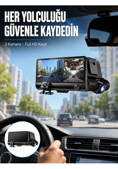 Çift Ve Üçlü Lens Seçeneği İle Tüm Açılardan Kayıt Yapan Araç Kamerası Yeni Nesil - Lisinya Standart