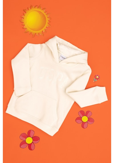 U.S. Polo Assn. Kız Çocuk Krem Kapüşonlu Basic Sweatshirt 50296388-VR071
