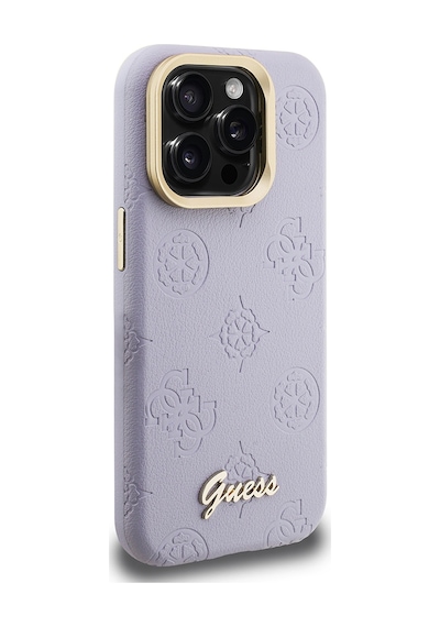 Apple iPhone 15 Pro Max Uyumlu Kılıf Guess Lisanslı M-safe Şarj Özellikli Kamera Standlı Peony Kapak Mor
