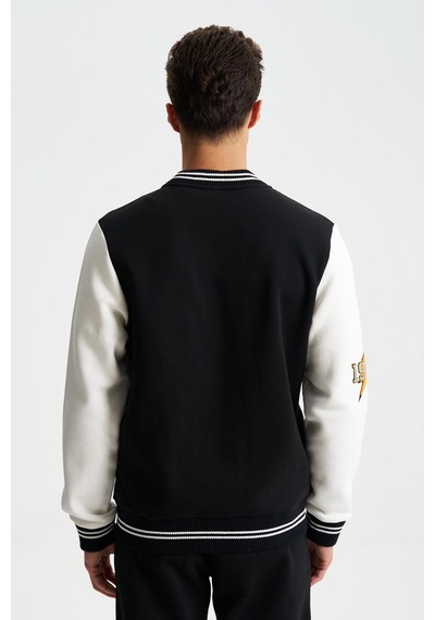 AR-MA Arma Erkek Pamuklu Regular Fit Dik Yaka Baskılı Cepli Kolej Mont Sweatshirt 001