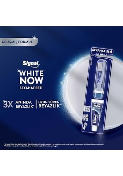 White Now Diş Macunu 14 Ml + Diş Fırçası Seyahat Seti Açık Ahşap