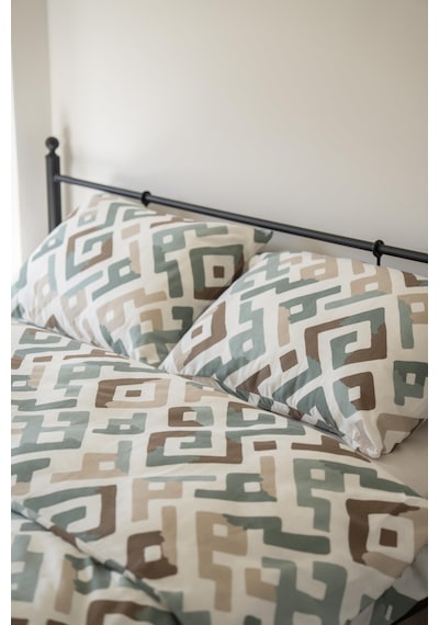 Cotton Collection Kışlık Pazen Çift Kişilik Nevresim Seti Geo Harmony Renkli