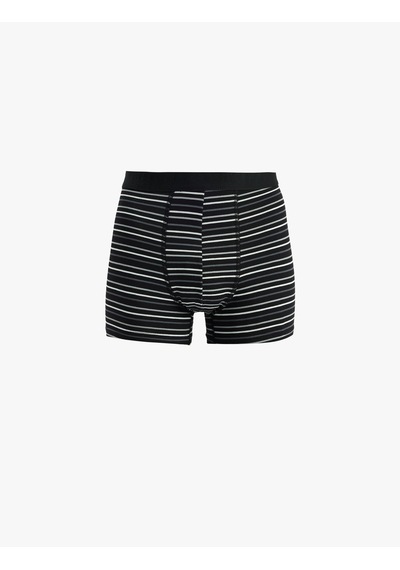 Koton Regular Fit Çizgili Pamuklu 3'lü Boxer Seti Siyah 6slm90030mk