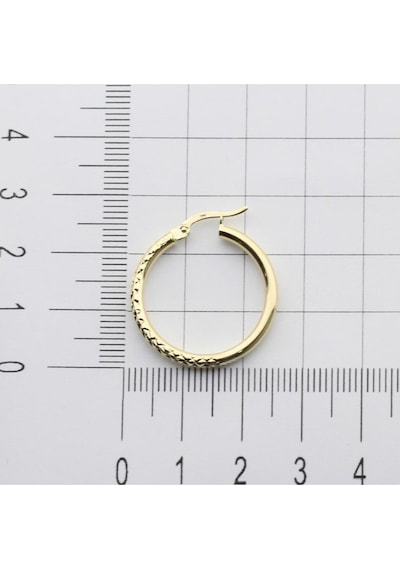 Dokulu Altın Halka Küpe Çap 2.4cm Sarı Altın