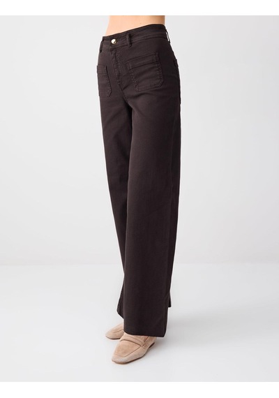 Jimmy Key Acı Kahve Bol Paça Yüksek Bel Rahat Kesim Denim Pantolon 6sw185662803 Acı Kahverengi
