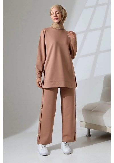 Mihran Butik Kadın Camel Mevsimlik Penye Alt Üst Spor Ve Rahat Tesettür Takım Camel