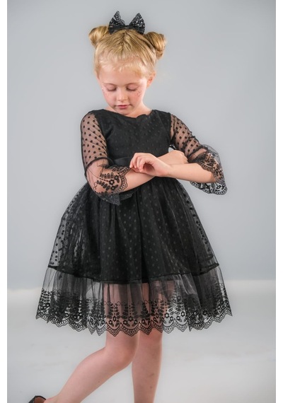 Mnk Baby & Kids Dream Luxury Dantel Kız Çocuk Elbise Mnk0327 Siyah