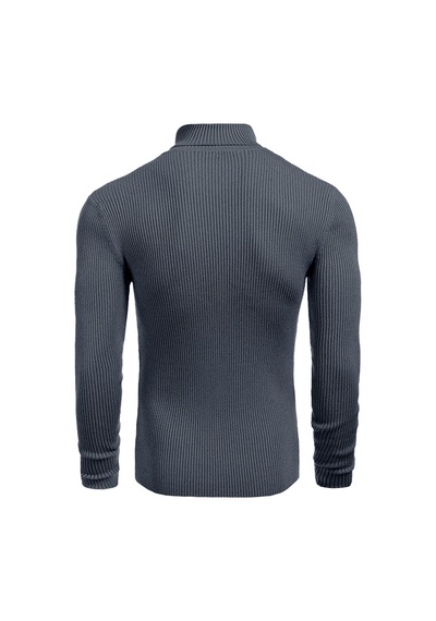 Polızeı Erkek Slim Fit Boğazlı Triko Kazak Esnek Dokulu İndigo