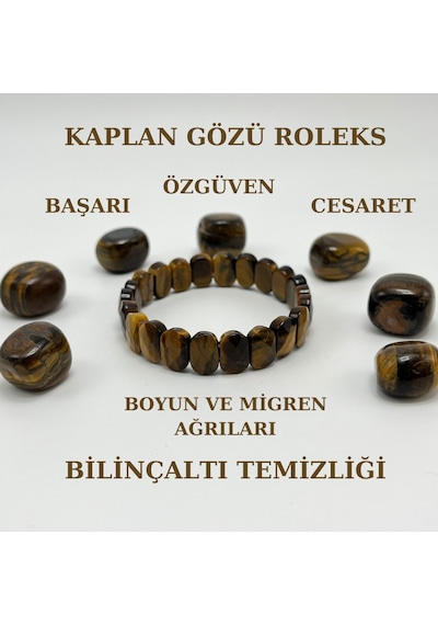 Yıldız Doğal Taş Kaplan Gözü Doğal Taş Roleks Bileklik Çok Renkli