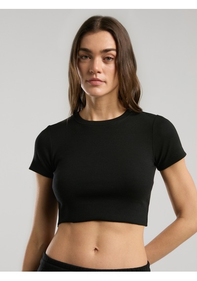 Everlast Ever Relaxed Rib Siyah Kadın Crop Tişört Siyah