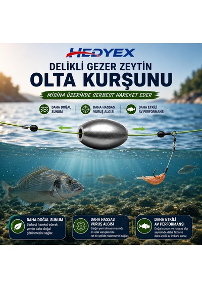 Hedyex 5 Gr 100 Adet 500 Gr Olta Kurşunu Delikli Gezer Zeytin