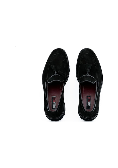 Tuna Hakiki Süet Deri Eva Taban Loafer Model Erkek Ayakkabı - 1641 Siyah
