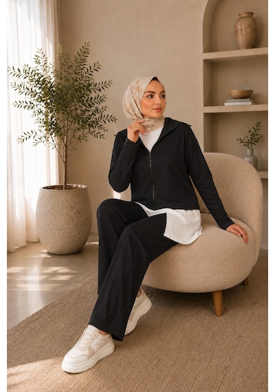 Unika Boutique Kadın Oysho Fermuar Detaylı 3 Lü Takım siyah