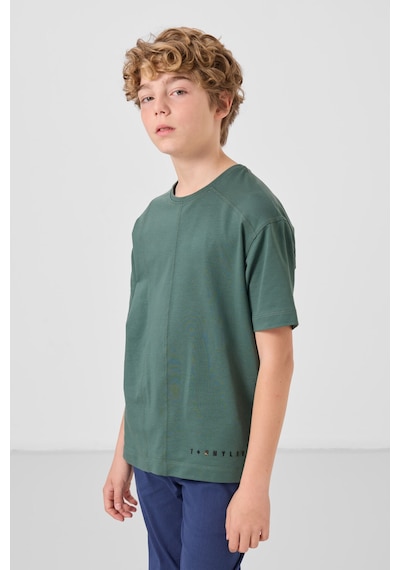 Tommylife Açık Yeşil Pamuklu Yumuşak Dokulu Oversize Basic Erkek Çocuk T-shirt - 11297 Yeşil